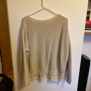 Cream sweater with lace